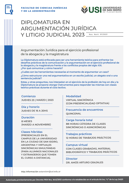Flyer Diplomatura Diplomatura en Argumentación Juridica y Litigio Judicial2023_A3
