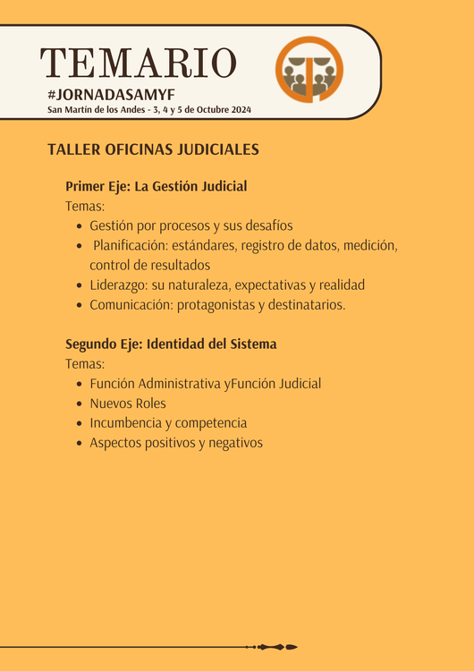 Jornadas AMyF temario taller oficinas judiciales