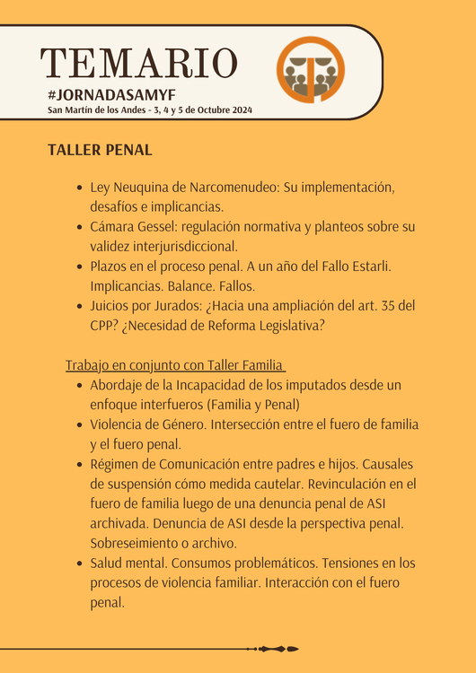 Jornadas AMyF temario taller penal
